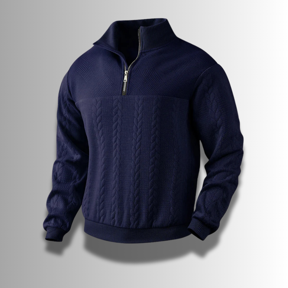 Pull Texturé Homme à Fermeture Éclair 1/4 - Image 3