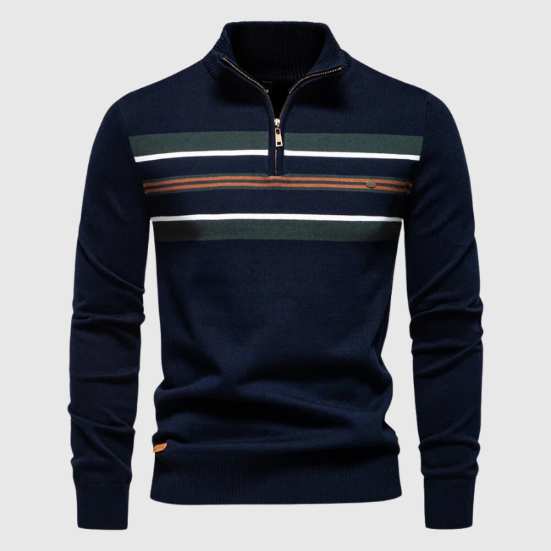 Pull rayé à quart de fermeture éclair pour homme - Image 4