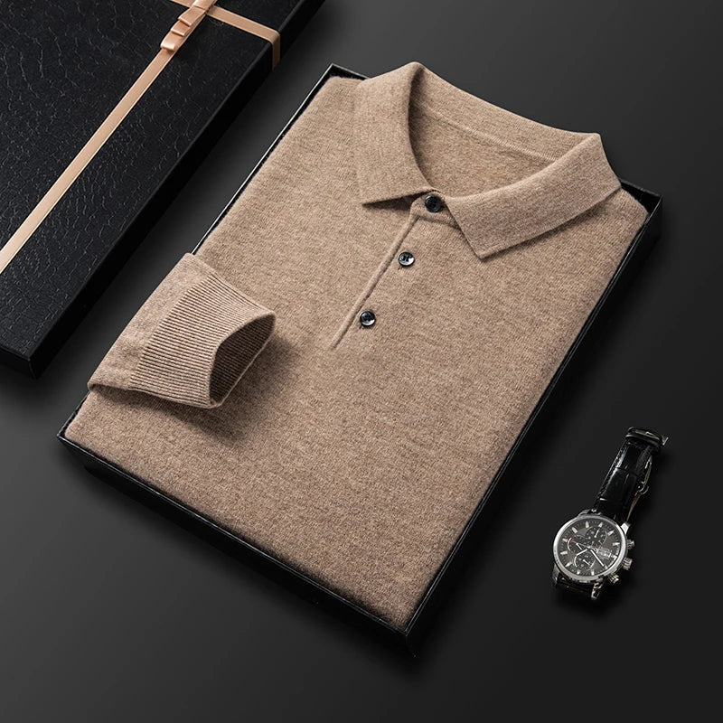 Pull en maille polo à manches longues pour homme - Image 5