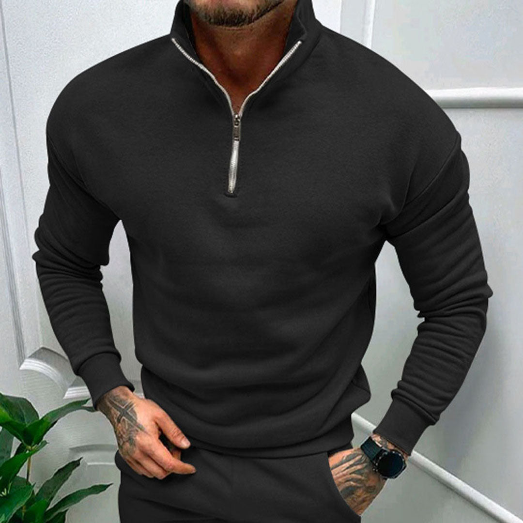 Pull à Manches Longues Homme avec Fermeture Éclair au Col - Image 6