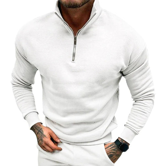 Pull à Manches Longues Homme avec Fermeture Éclair au Col - Image 1