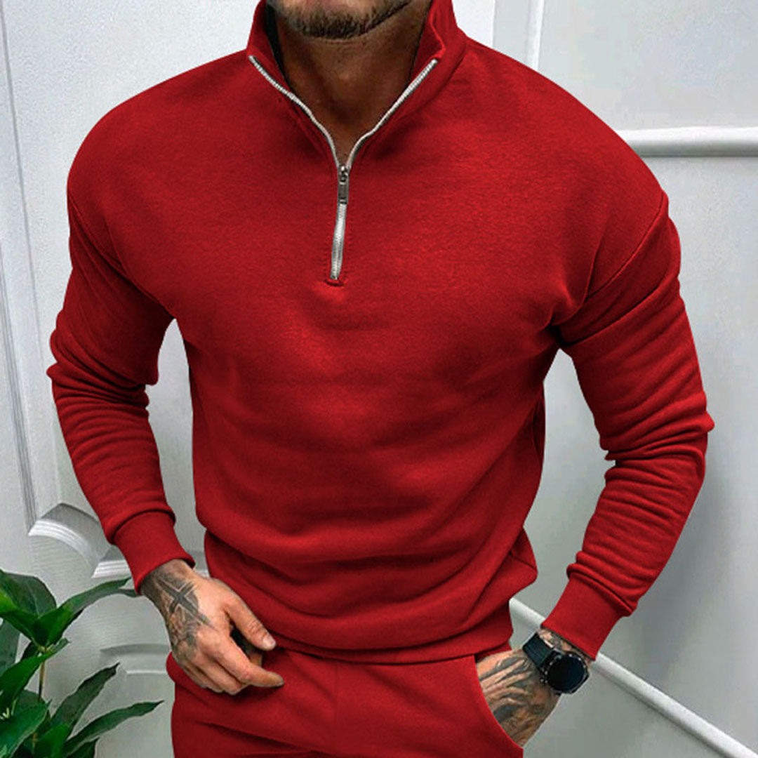 Pull à Manches Longues Homme avec Fermeture Éclair au Col - Image 3
