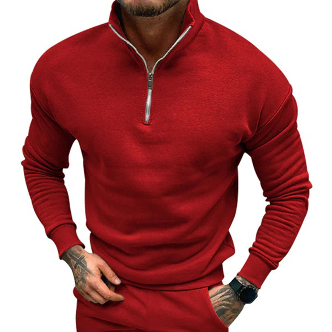 Pull à Manches Longues Homme avec Fermeture Éclair au Col - Image 9