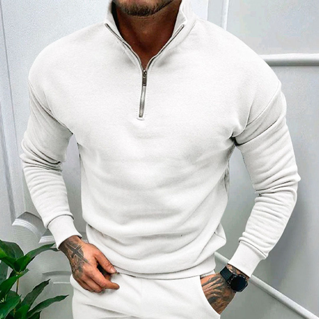 Pull à Manches Longues Homme avec Fermeture Éclair au Col - Image 2