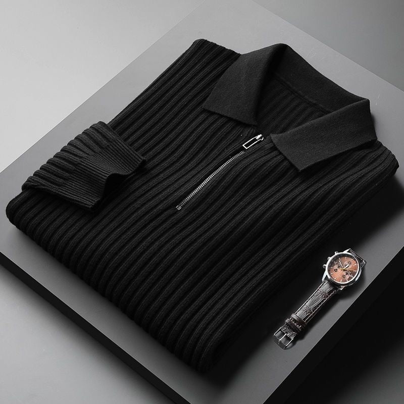 Pull zippé en maille côtelée pour homme - Image 3