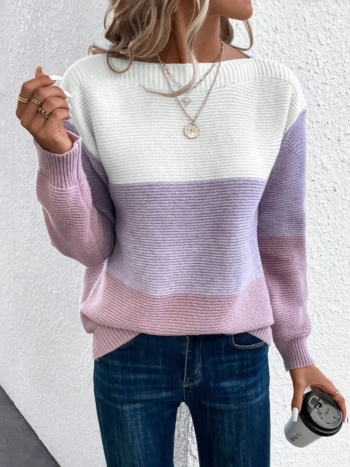 Pull Femme Manches Longues Color Block - Image 3