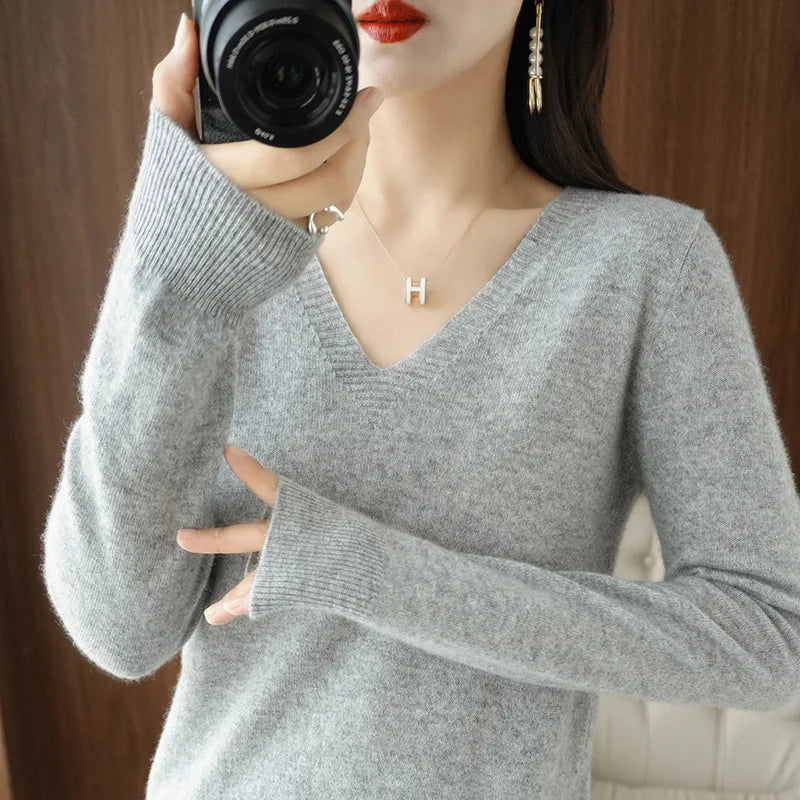 Pull en Tricot Femme Col V - Image 9