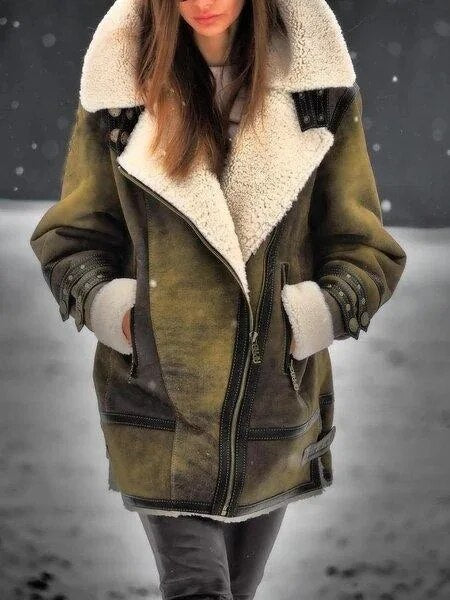 Veste Aviateur Oversize en Shearling pour Femme - Image 1