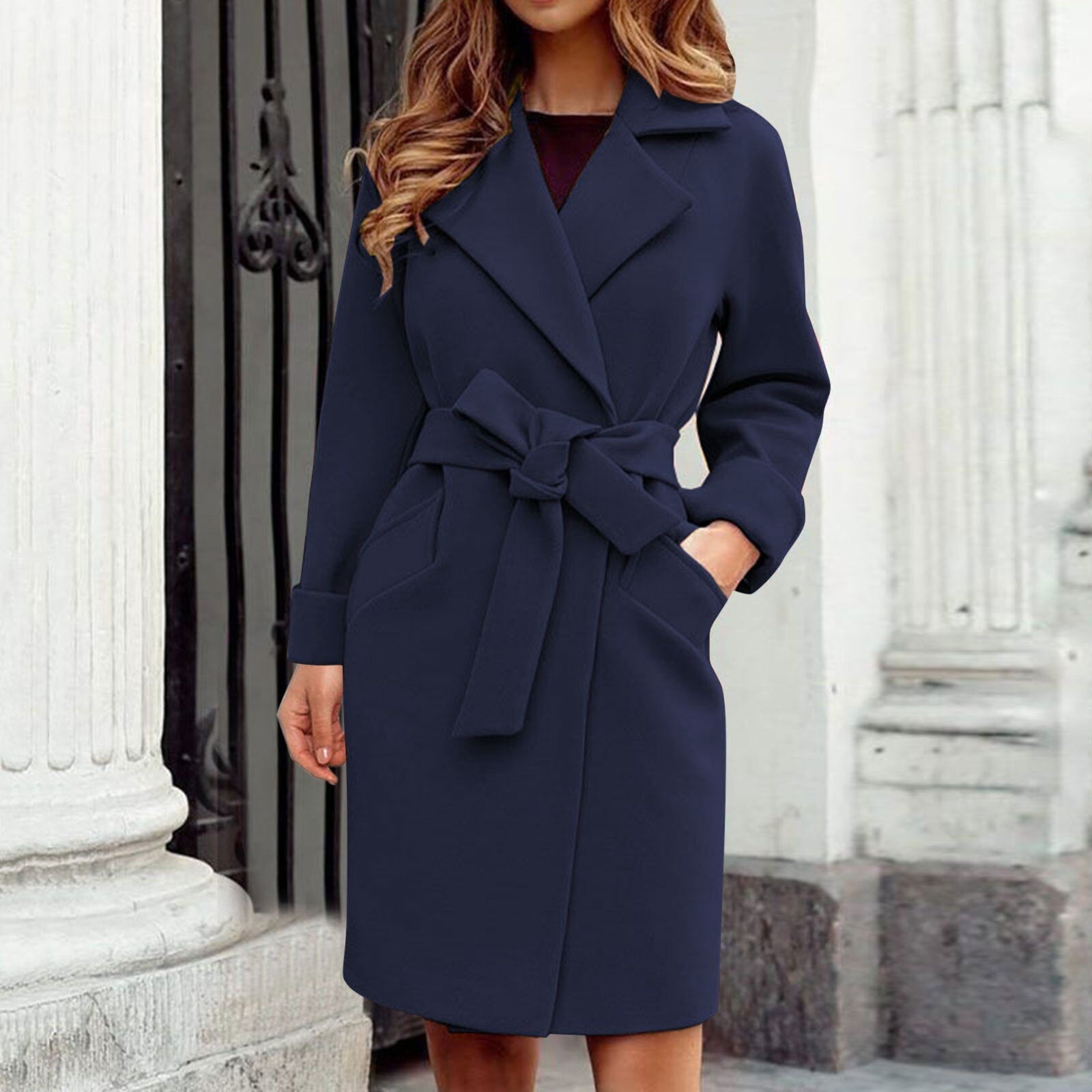 Manteau croisé ceinturé pour femme - Image 4