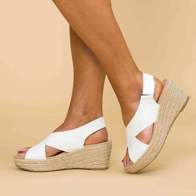 Sandales compensées espadrilles croisées pour femmes - Image 9