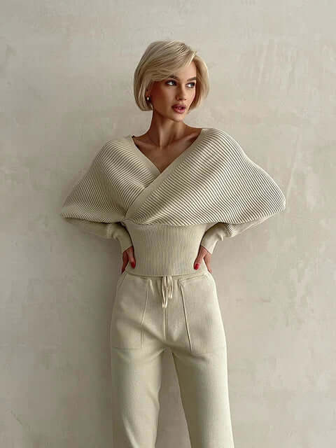 Pull-over côtelé cache-cœur pour femme - Image 7