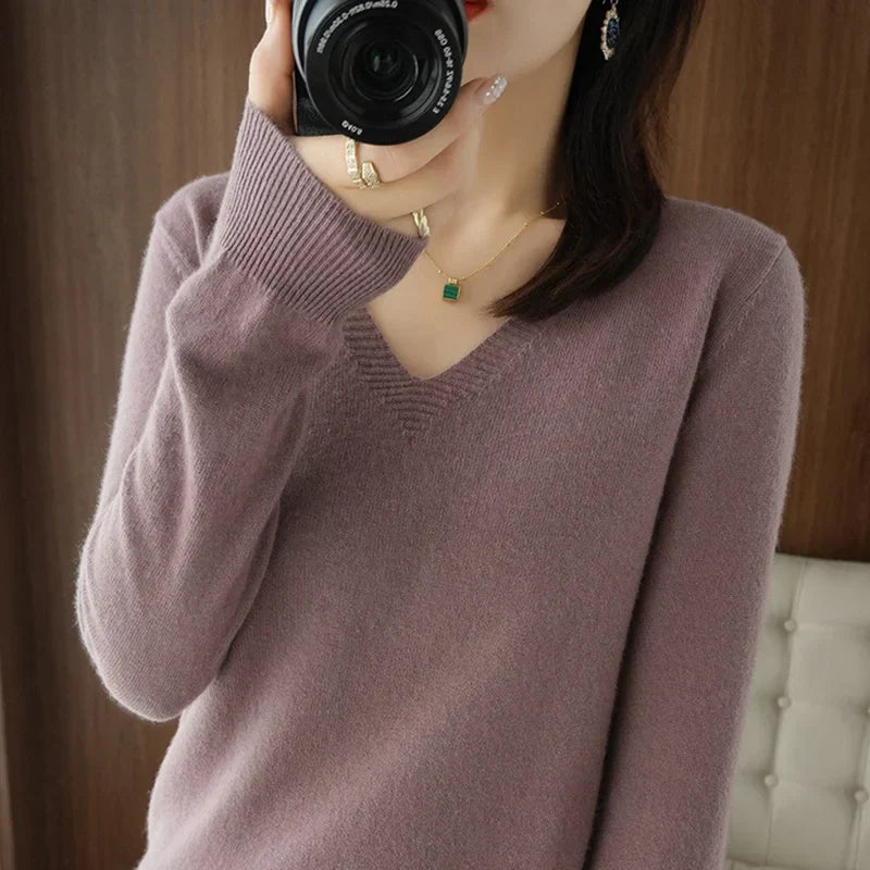 Pull en Tricot Femme Col V - Image 3