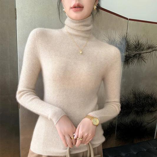 Pull Femme Coupe Ajustée en Maille Côtelée - Image 1