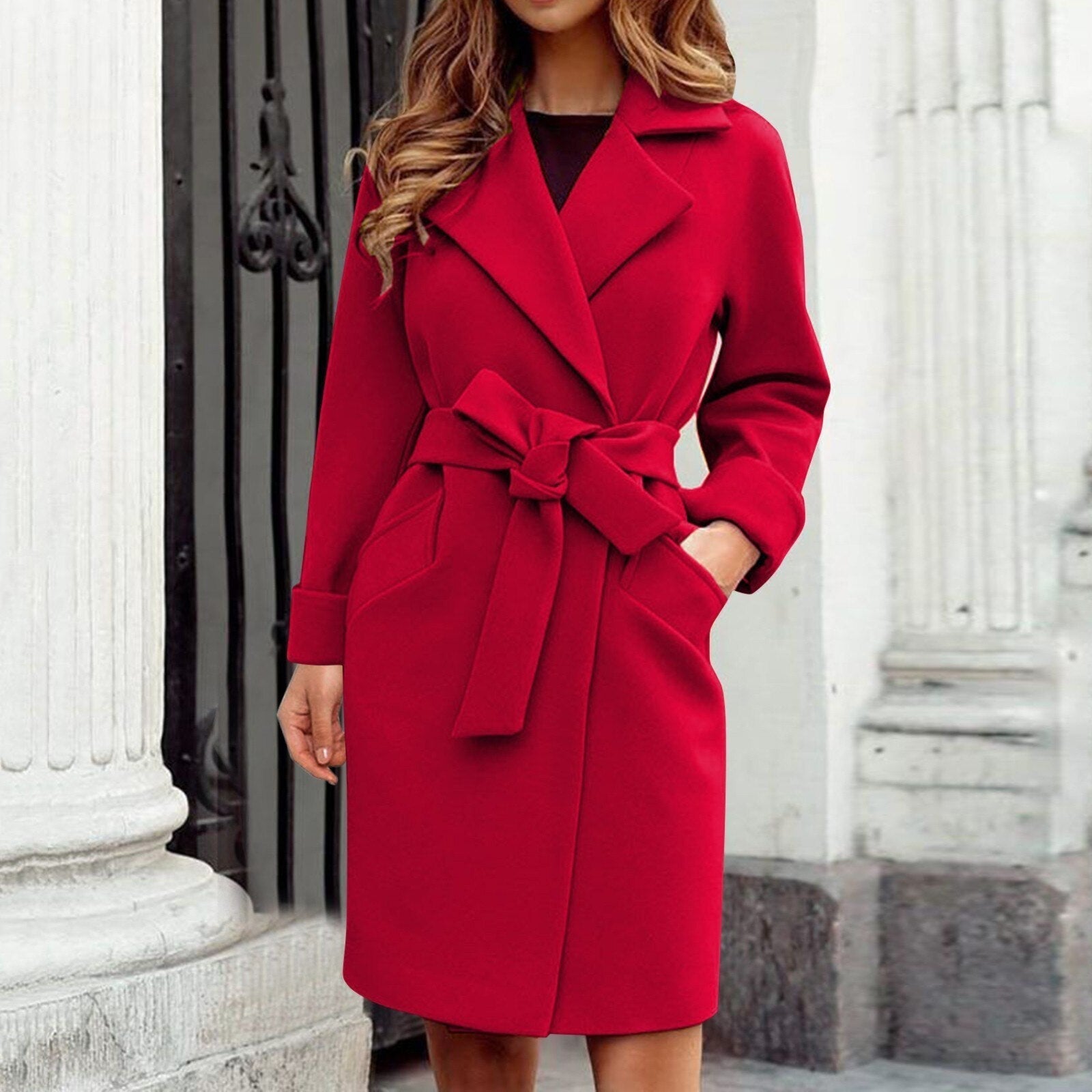 Manteau croisé ceinturé pour femme - Image 3