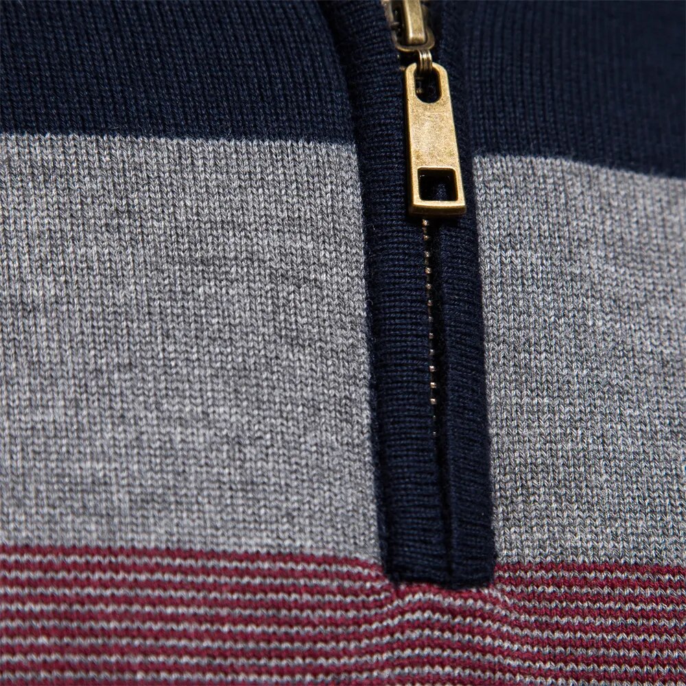 Pull rayé à quart de fermeture éclair pour homme - Image 3
