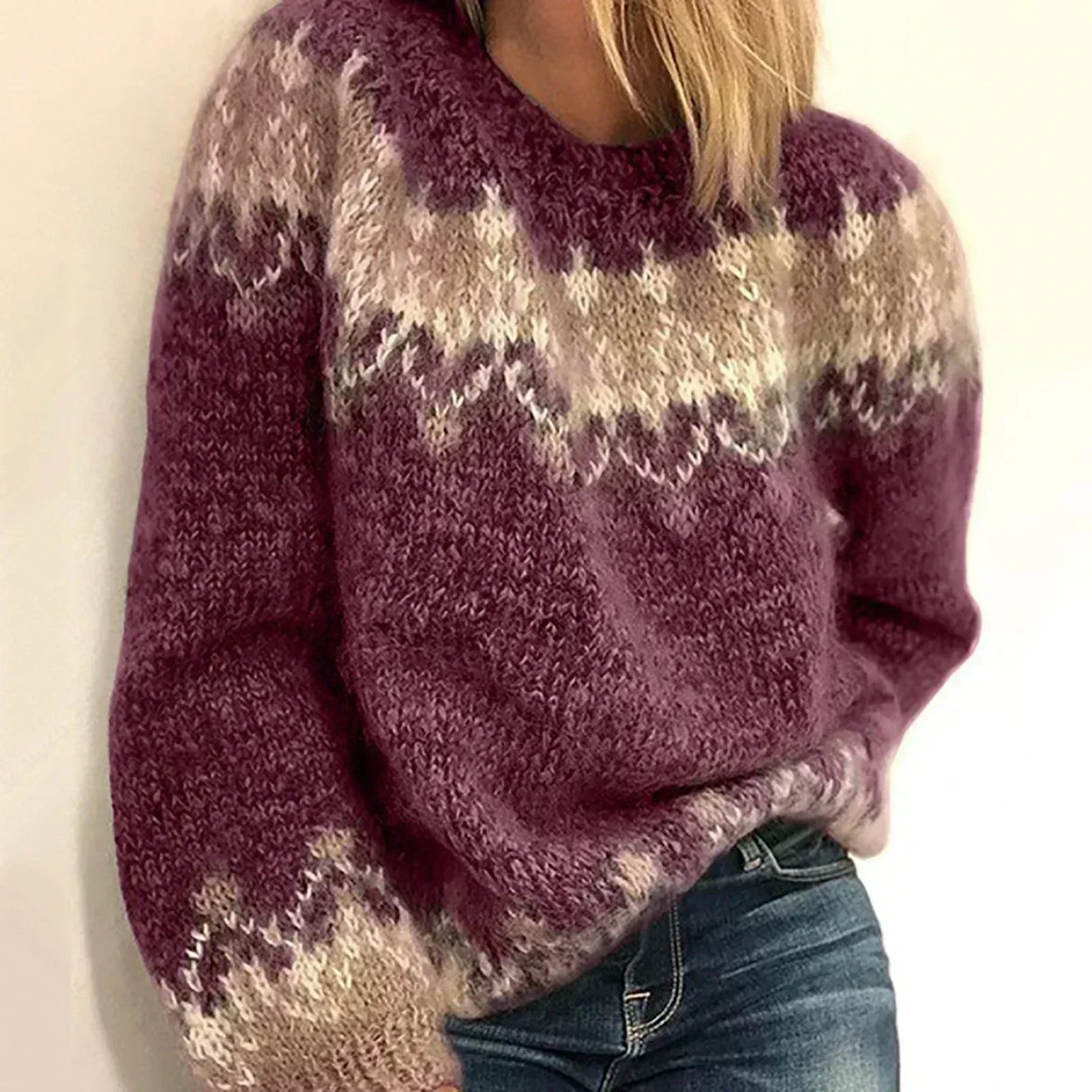 Pull ample jacquard Femme - Image 3