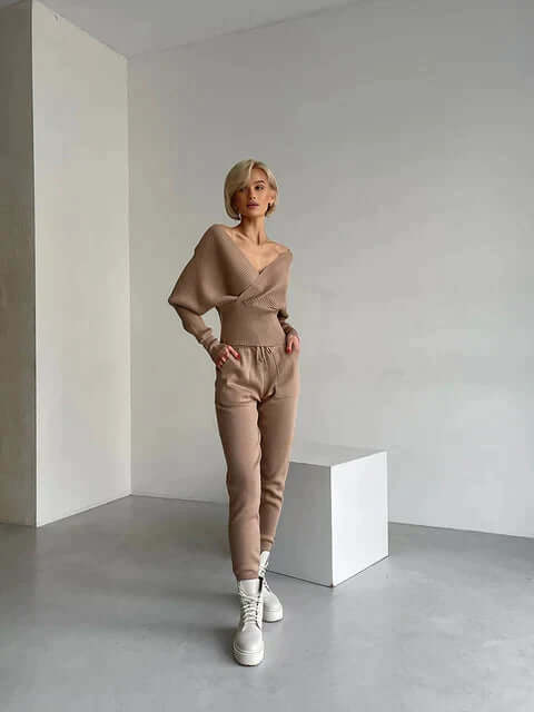 Pull-over côtelé cache-cœur pour femme - Image 18