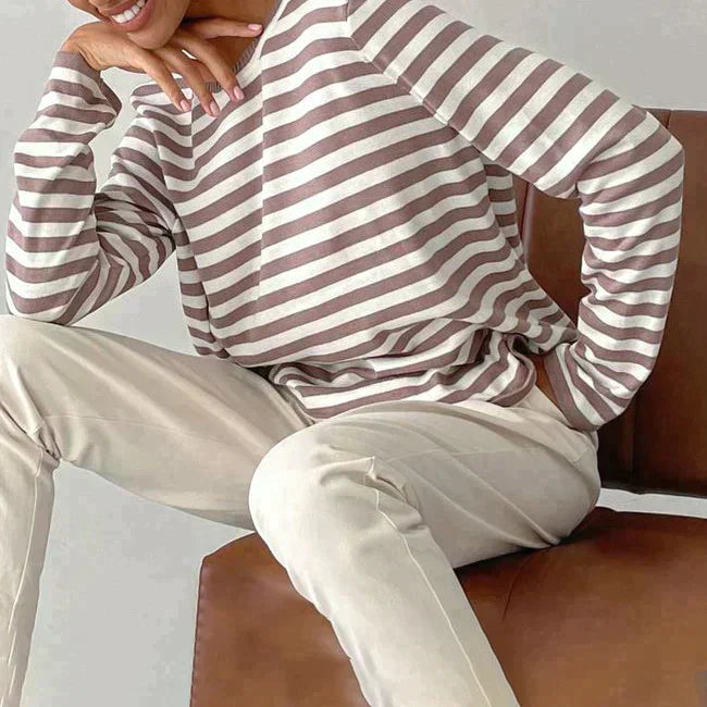 Pull rayé à col rond pour femme - Image 8