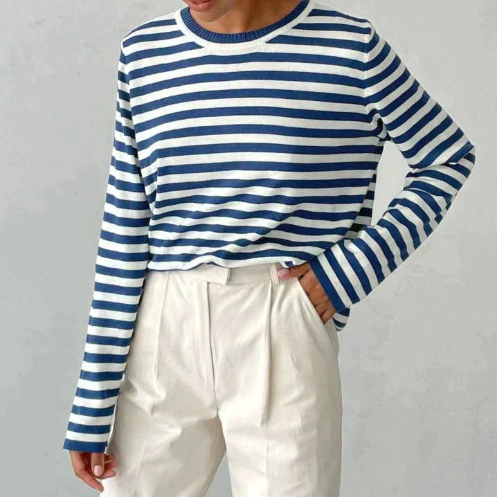 Pull rayé à col rond pour femme - Image 9
