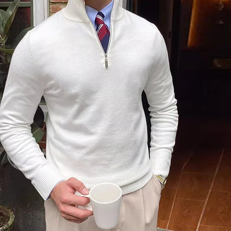 Pull Homme Col Montant Zippé au Quart - Image 3