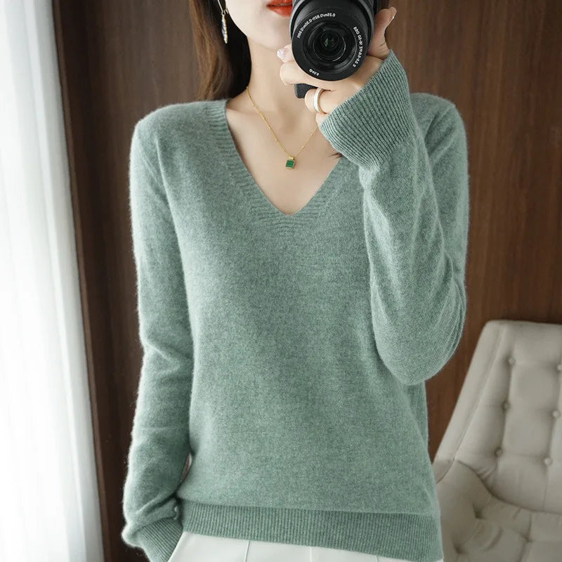 Pull en Tricot Femme Col V - Image 8