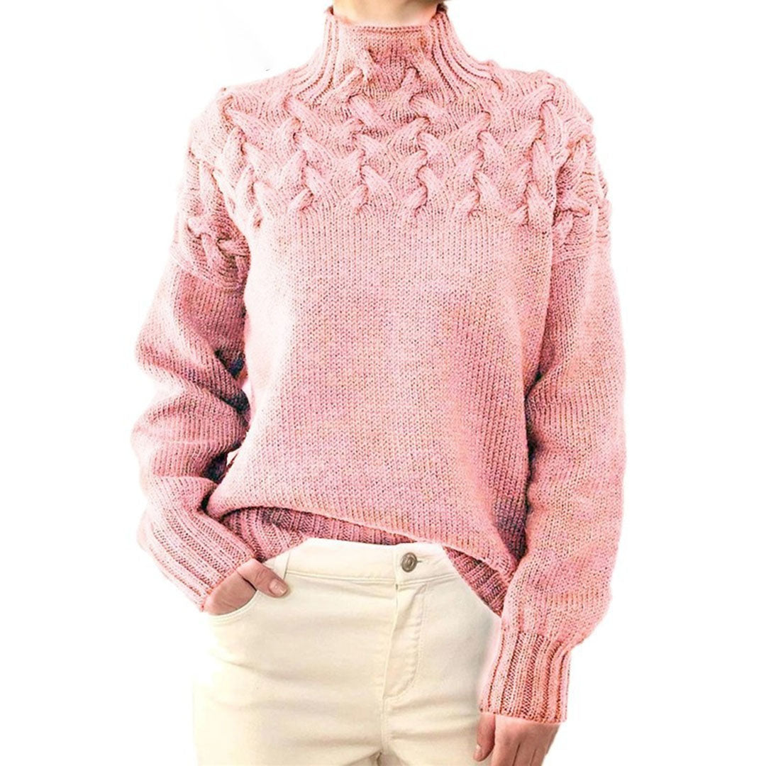 Pull Femme Col Roulé en Tricot torsadé - Image 2