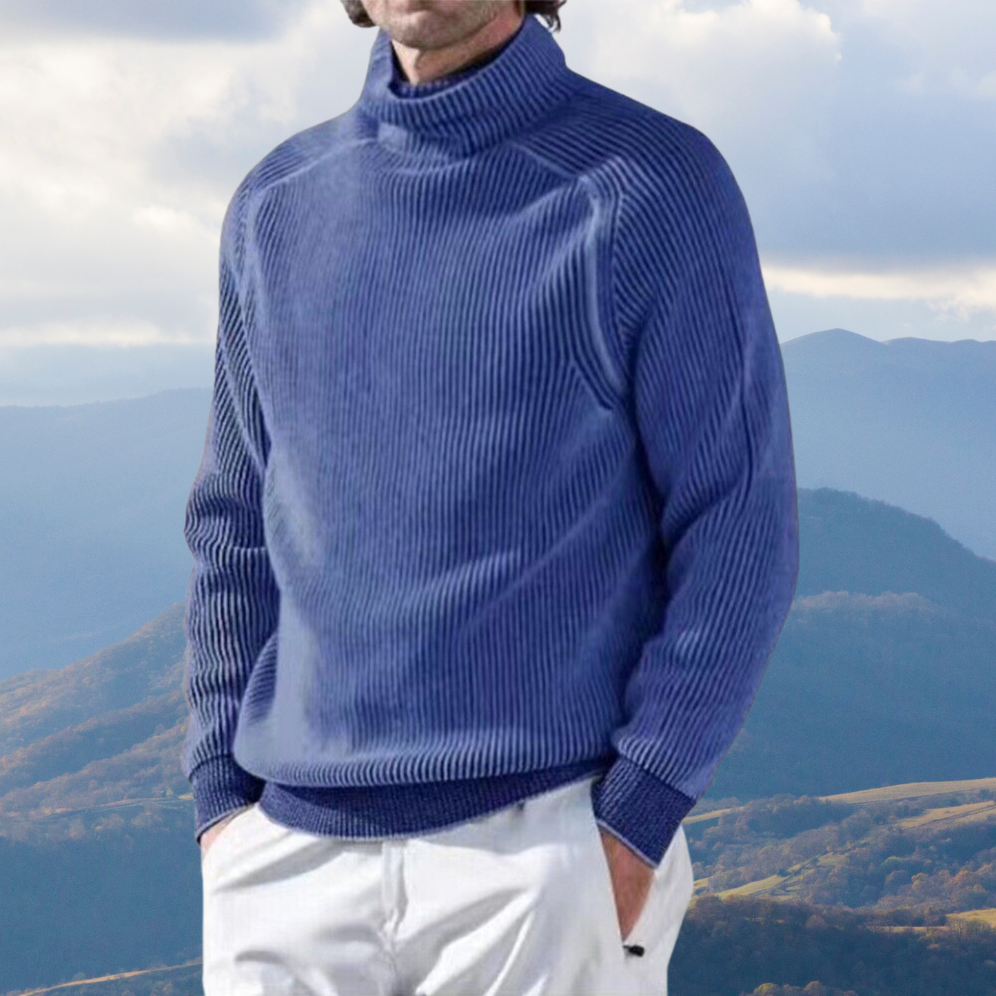Pull à col roulé côtelé pour homme - Image 5