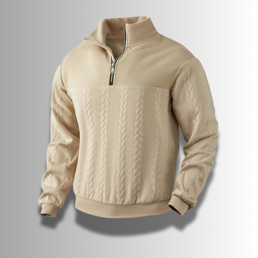 Pull Texturé Homme à Fermeture Éclair 1/4 - Image 1