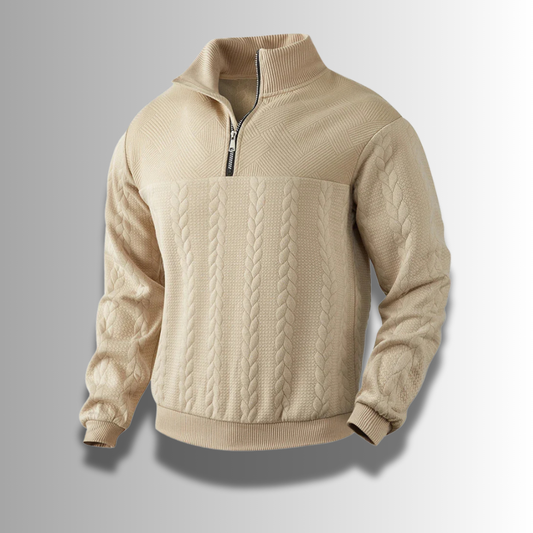 Pull Texturé Homme à Fermeture Éclair 1/4 - Image 1