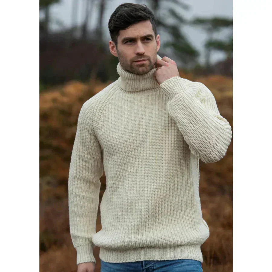 Pull Homme Col Roulé Maille Côtelée - Image 2