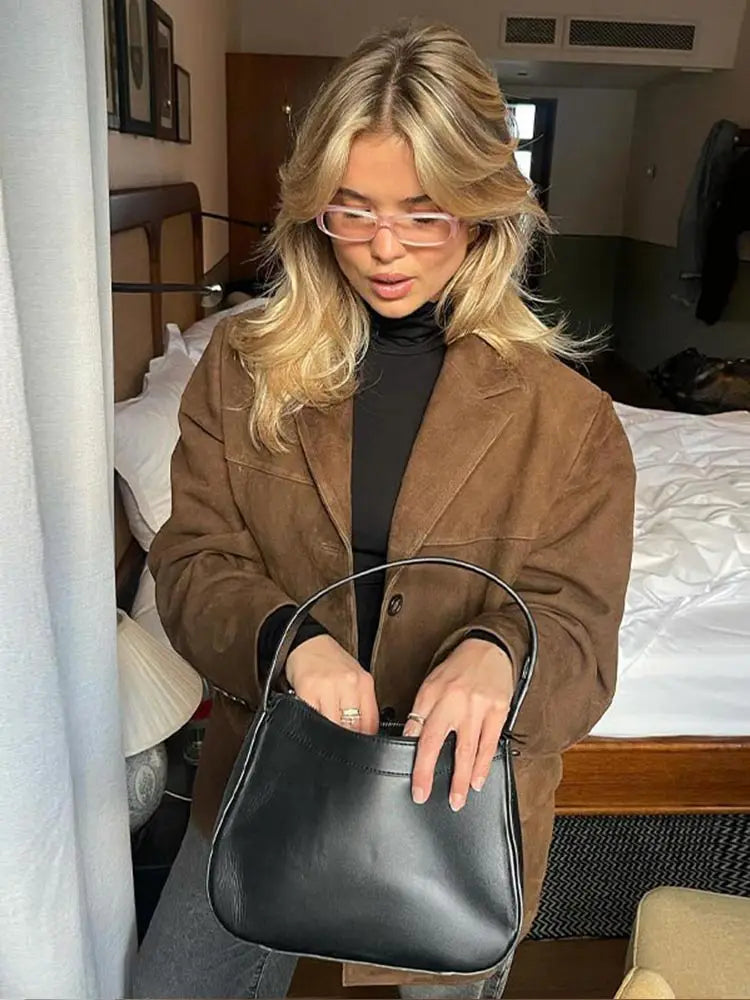 Blazer oversize en daim pour femme - Image 2