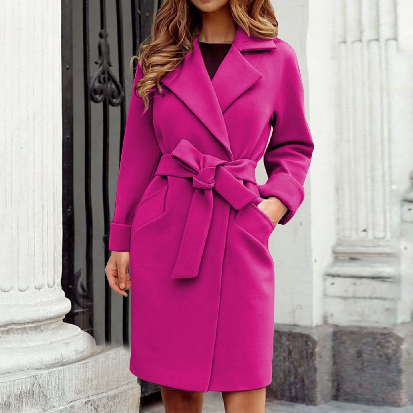 Manteau croisé ceinturé pour femme - Image 2