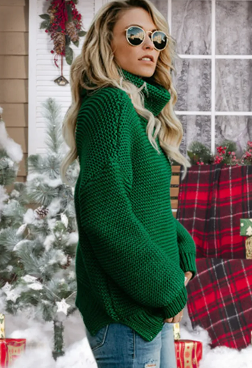 Pull Femme Oversize Col Roulé en Tricot - Image 4