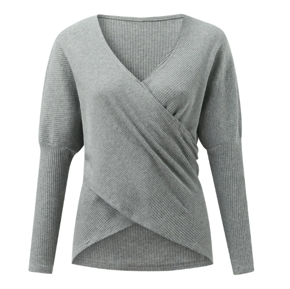 Pull-over cache-cœur à manches longues pour femme - Image 7