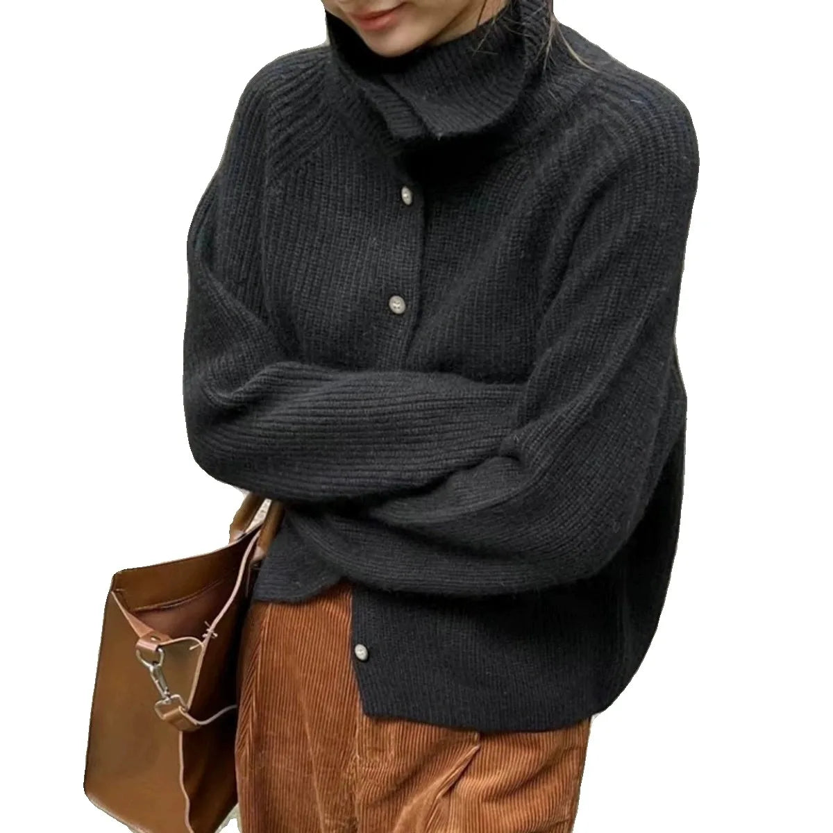 Pull côtelé boutonné pour femme - Image 5