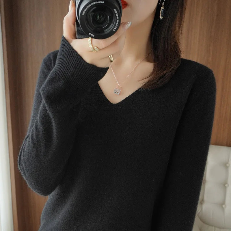 Pull en Tricot Femme Col V - Image 10