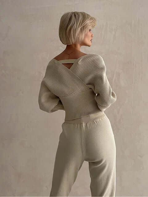 Pull-over côtelé cache-cœur pour femme - Image 8