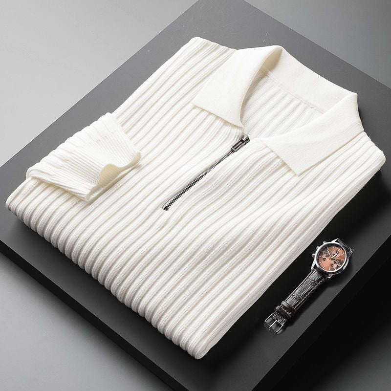 Pull zippé en maille côtelée pour homme - Image 2