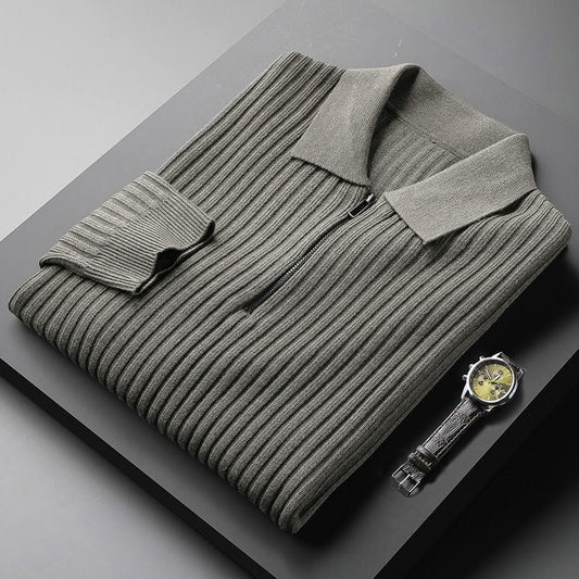 Pull zippé en maille côtelée pour homme - Image 1