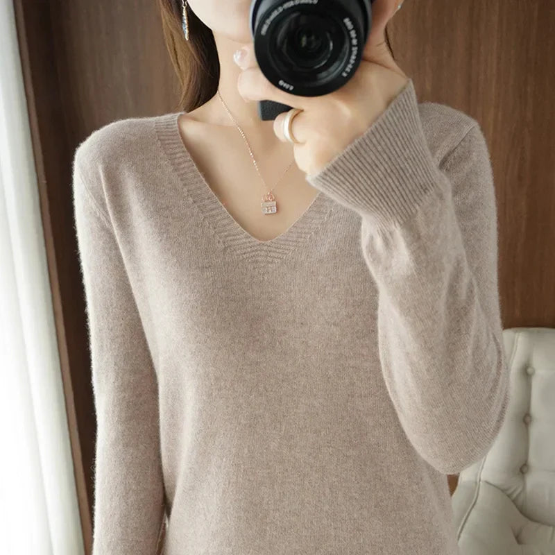 Pull en Tricot Femme Col V - Image 2