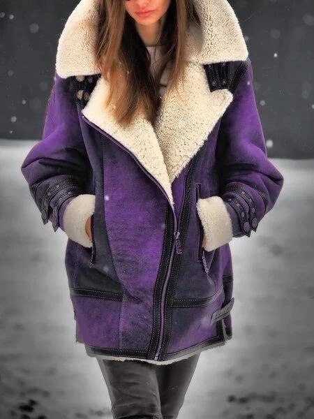 Veste Aviateur Oversize en Shearling pour Femme - Image 3