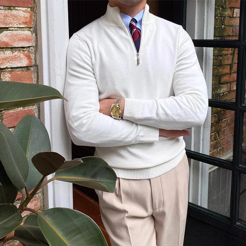 Pull Homme Col Montant Zippé au Quart - Image 5