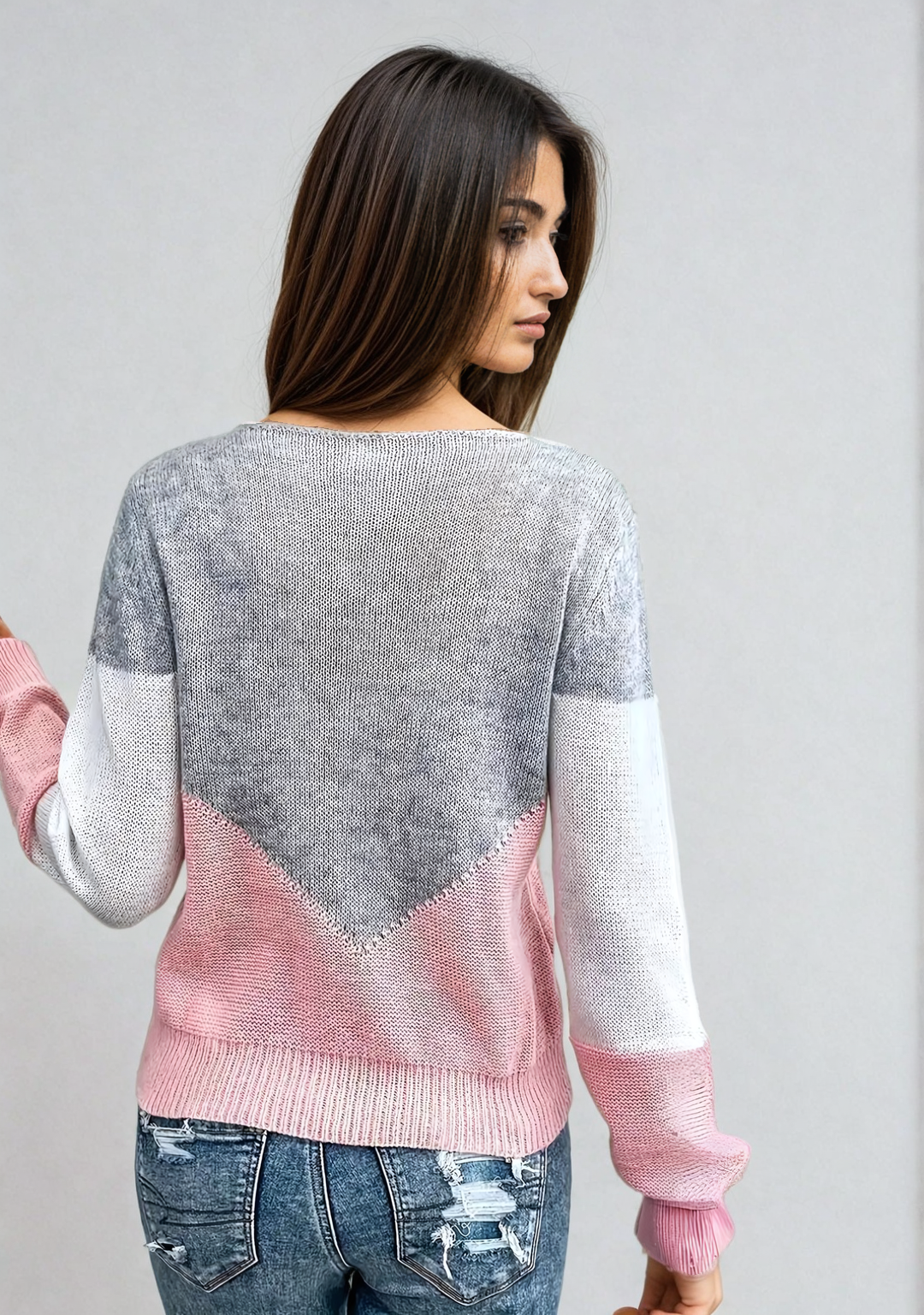 Pull Femme Col Bloc Encolure Ras du Cou - Image 3