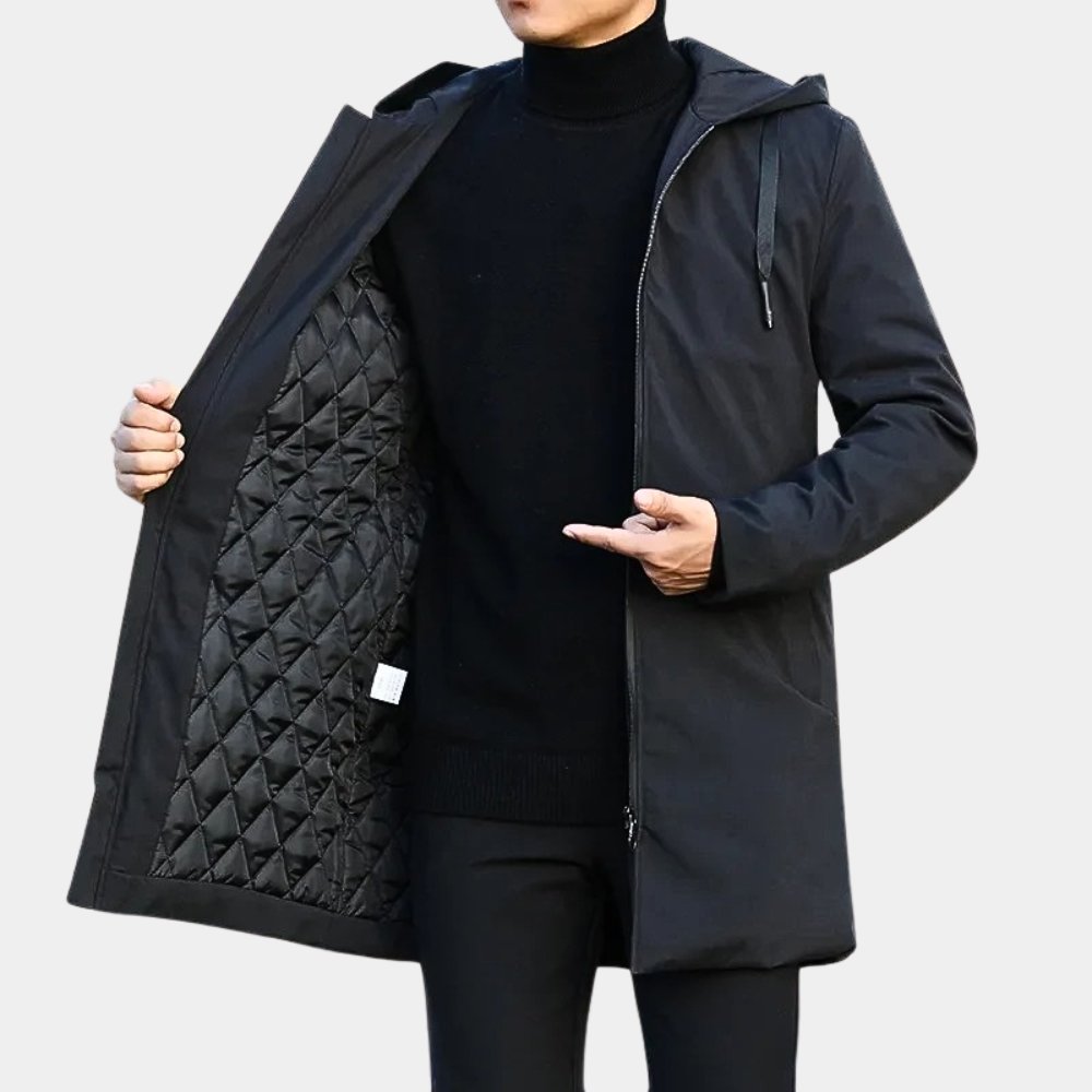 Manteau Mi-Long à Capuche pour Homme - Image 1