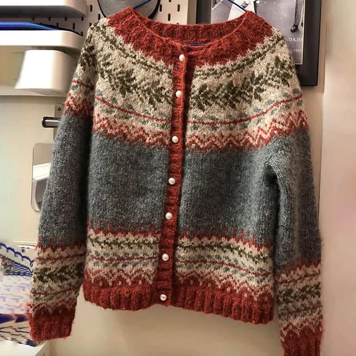 Pull Femme Col Rond Motif Fair Isle - Image 2