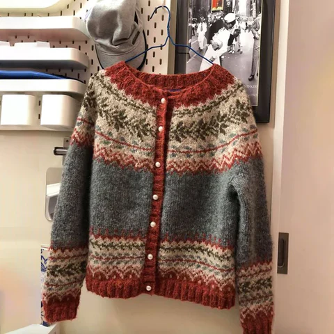 Pull Femme Col Rond Motif Fair Isle - Image 1