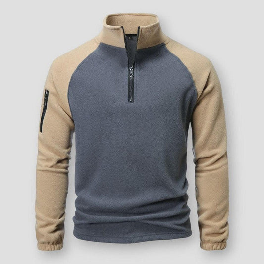 Pull Homme Col Zippé Manches Raglan - Image 1