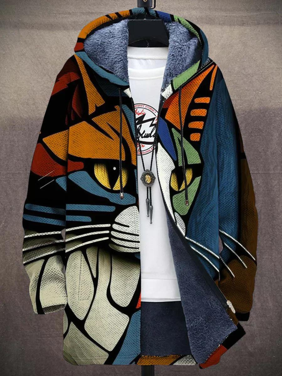 Veste Longue Imprimée Graphique pour Femme - Image 1