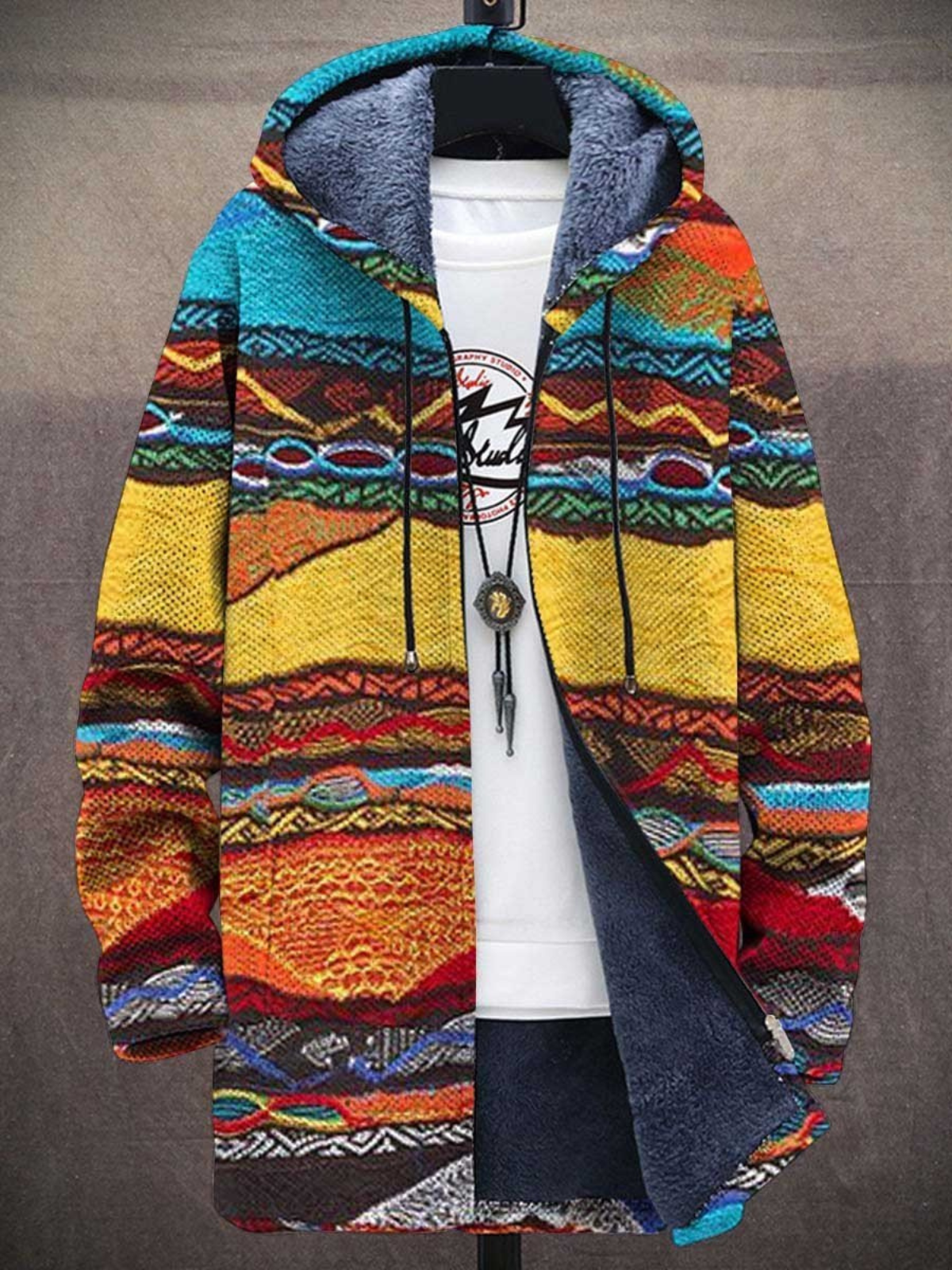 Veste Longue Imprimée Graphique pour Femme - Image 3