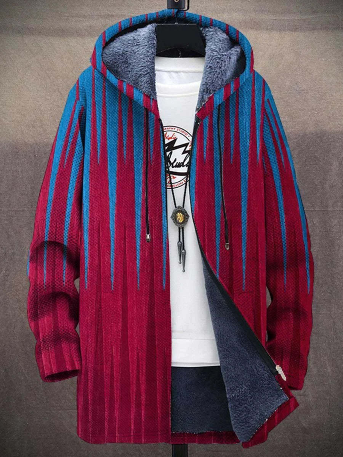 Veste Longue Imprimée Graphique pour Femme - Image 4